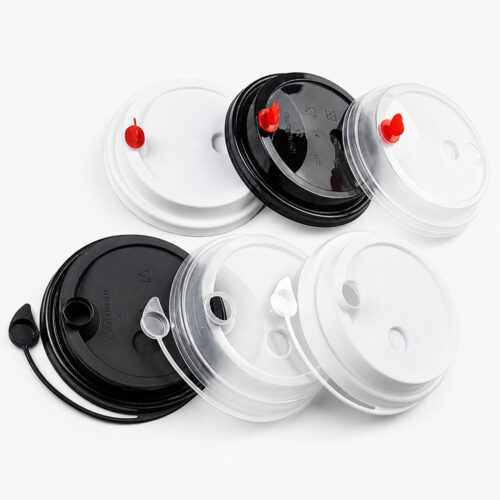 Low-Dome Plastic Cold Cup Lid with Attached Stopper Low-Dome Plastic Cold Cup Lid with Attached Stopper