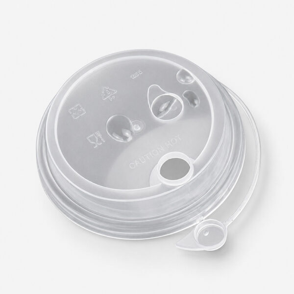 Low-Dome Plastic Cold Cup Lid with Attached Stopper Low-Dome Plastic Cold Cup Lid with Attached Stopper
