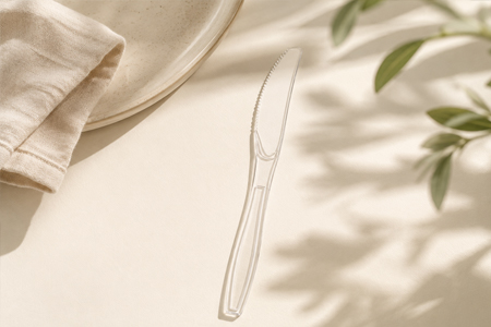 Matching plastic utensils for restaurant meal kits