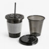 Milk Tea Cups in Black PET with Flat or Dome Lids Milk Tea Cups in Black PET with Flat or Dome Lids