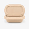 Molded Bamboo Fiber Oval Bowl with Lid for Takeaway