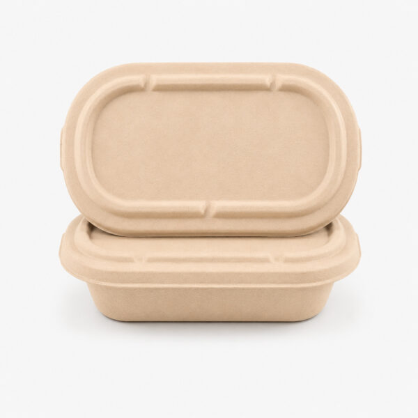 Molded Bamboo Fiber Oval Bowl with Lid for Takeaway