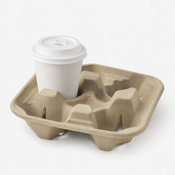Molded Fiber Cup Carrier Tray for Takeaway Drinks Molded Fiber Cup Carrier Tray for Takeaway Drinks