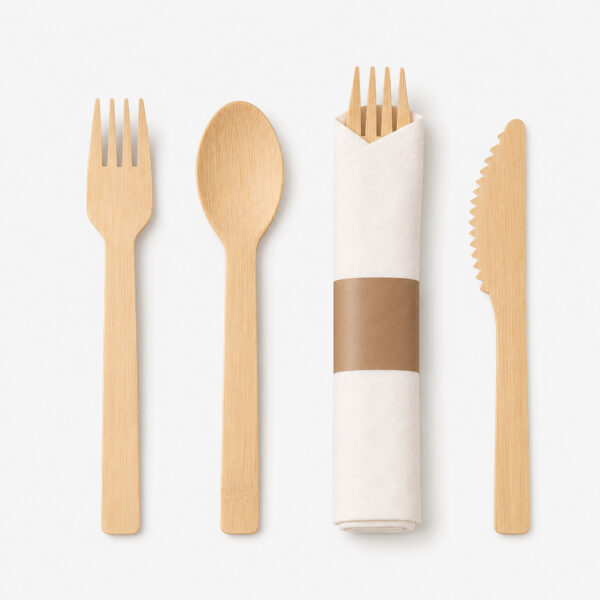 Natural Bamboo Cutlery Set for Catering and Takeaway