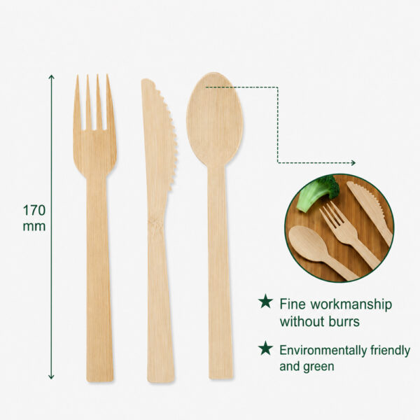 Natural Bamboo Cutlery Set for Catering and Takeaway