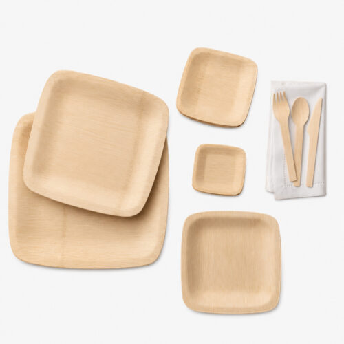 Natural Bamboo-Style Plates for Event Catering Natural Bamboo-Style Plates for Event Catering