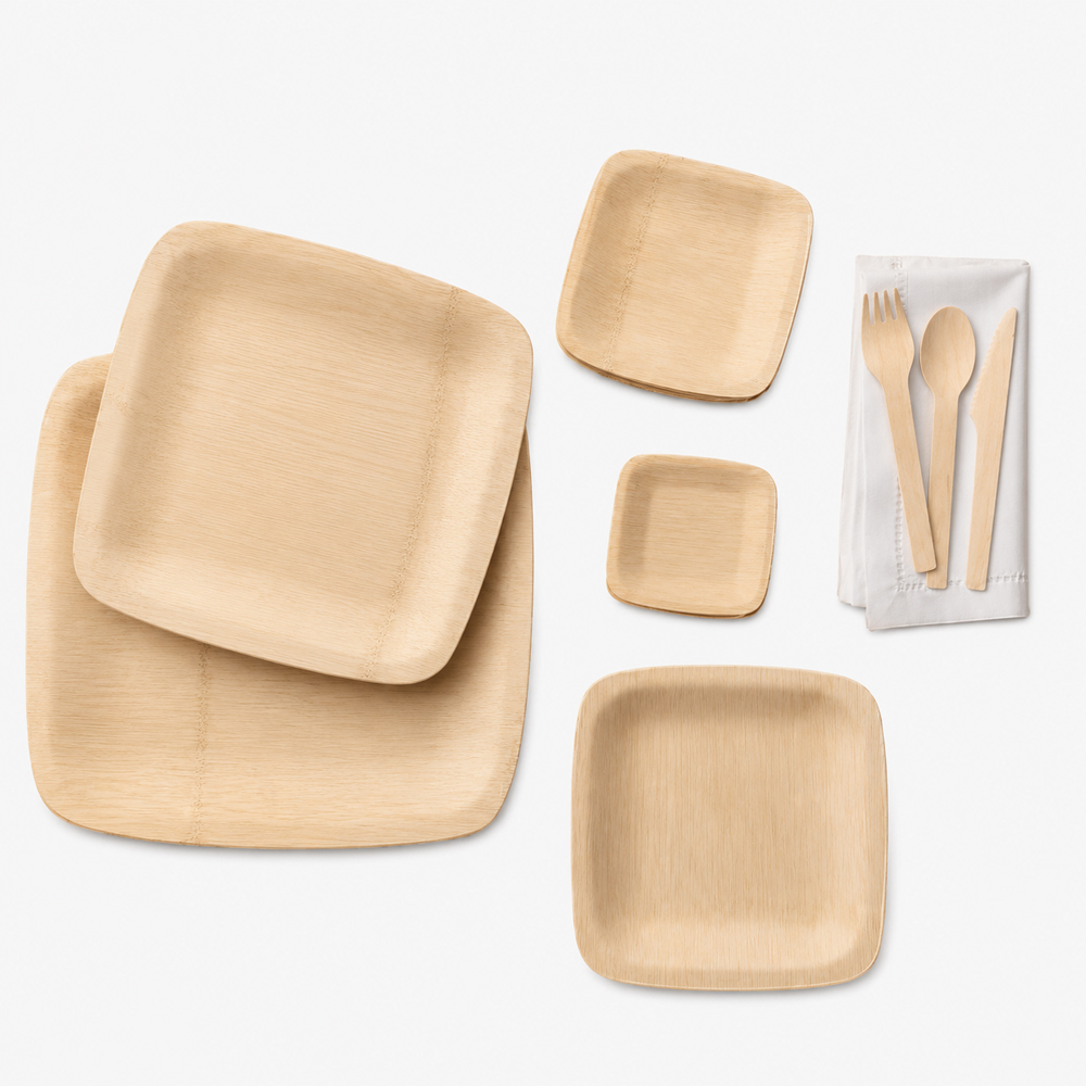 Natural Bamboo-Style Plates for Event Catering