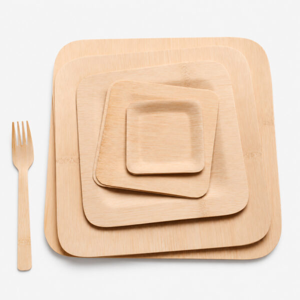 Natural Bamboo-Style Plates for Event Catering Natural Bamboo-Style Plates for Event Catering