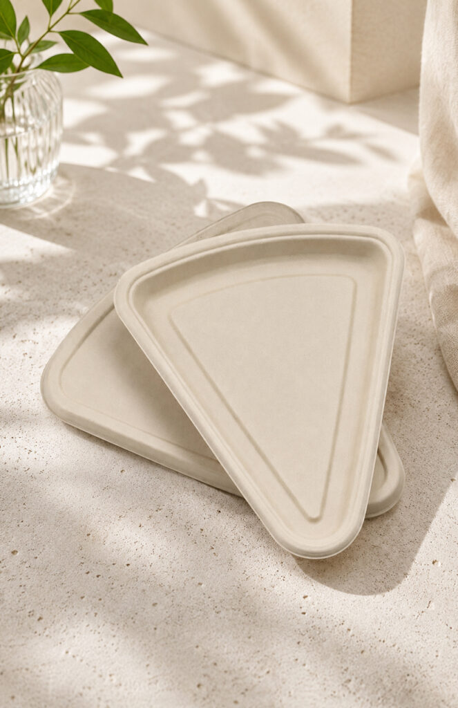 Natural bamboo serving trays for event catering