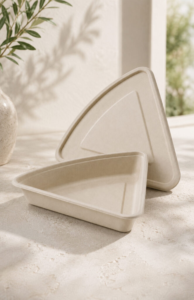 Natural bamboo serving trays for event catering