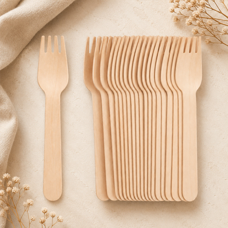Natural bamboo tableware for events and corporate catering