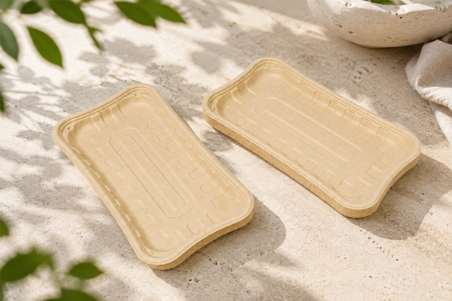 OEM bamboo fiber serving trays with custom packaging