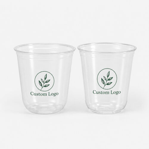 PET Cold Cup with Custom Logo and Flat Lid