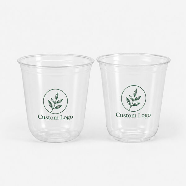PET Cold Cup with Custom Logo and Flat Lid