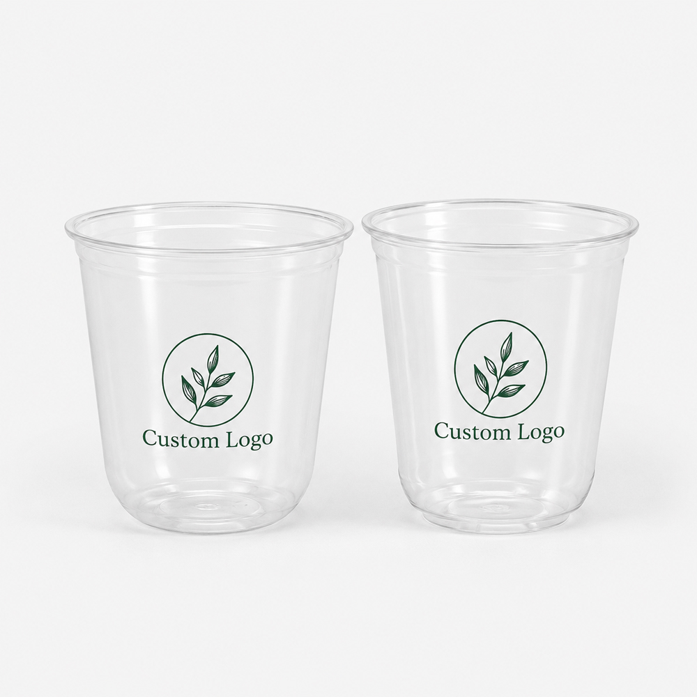 PET Cold Cup with Custom Logo and Flat Lid