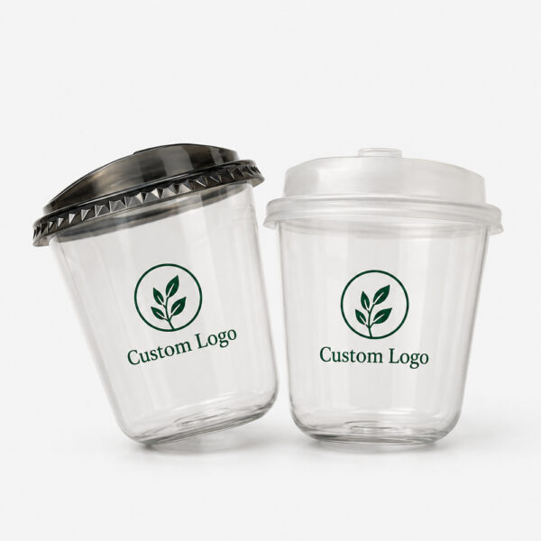 PET Cold Cup with Custom Logo and Flat Lid