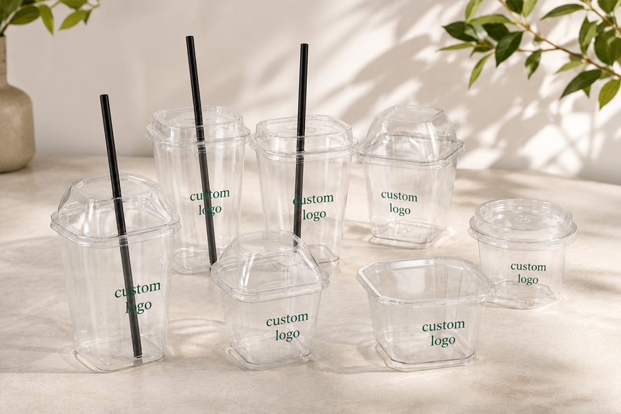 PET cups with dome lids for topping-heavy cold beverages
