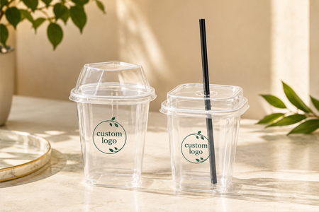 PET cups with dome lids for topping-heavy cold beverages
