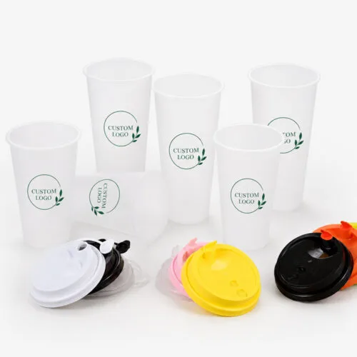 PP Cold Drink Cups with Flat and Dome Lid Options