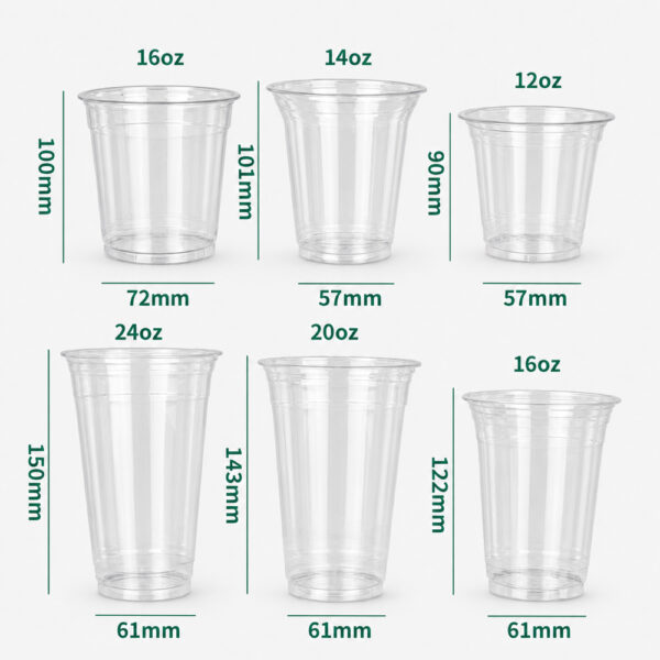 PP Cold Drink Cups with Flat and Dome Lid Options