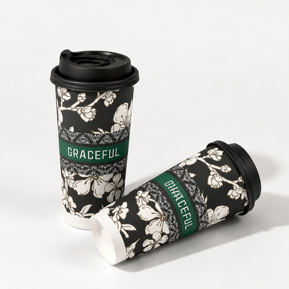 Paper Coffee Cup with Sip-Through Lid