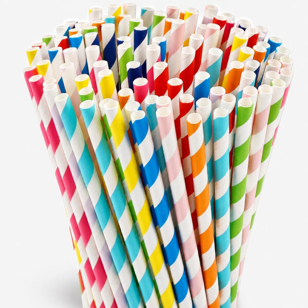 Paper Drinking Straws with Wrapped and Striped Options