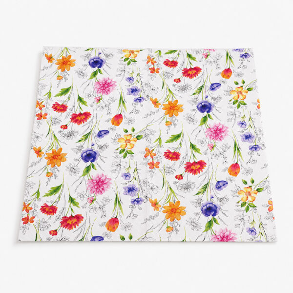 Paper Napkins with Floral Print for Table Service