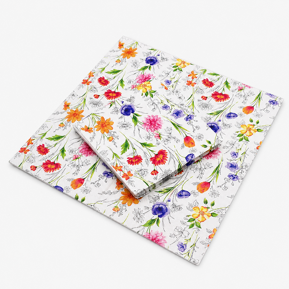 Paper Napkins with Floral Print for Table Service