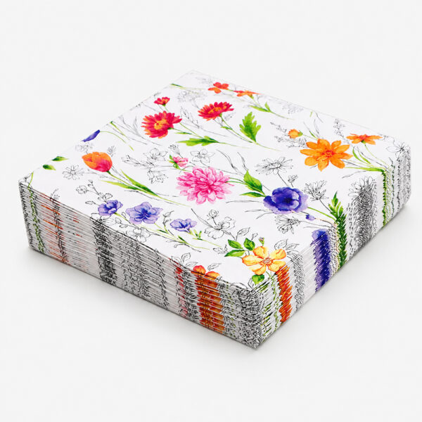 Paper Napkins with Floral Print for Table Service