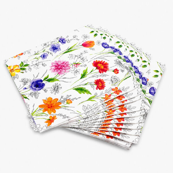 Paper Napkins with Floral Print for Table Service
