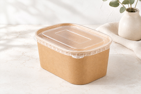 Paper bowl rim and lid fit for secure takeaway packaging