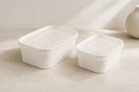 Paper bowl rim and lid fit for secure takeaway packaging