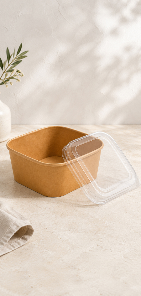 Paper bowls and fiber bowls for hot and cold food