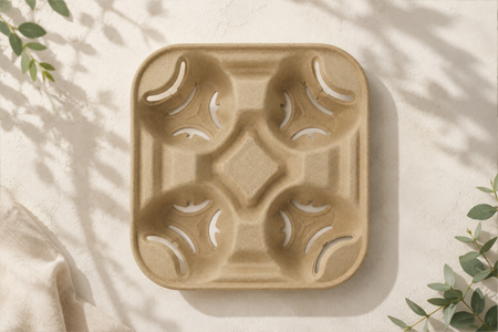 Paper cup holder tray for beverage delivery and catering