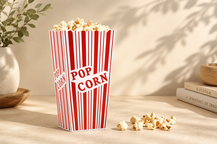 Paper popcorn buckets for cinemas and event concessions