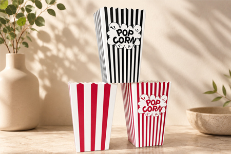 Paper popcorn buckets for cinemas and event concessions
