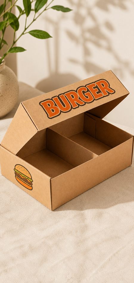 Paper snack platter box for burgers and fried appetizers