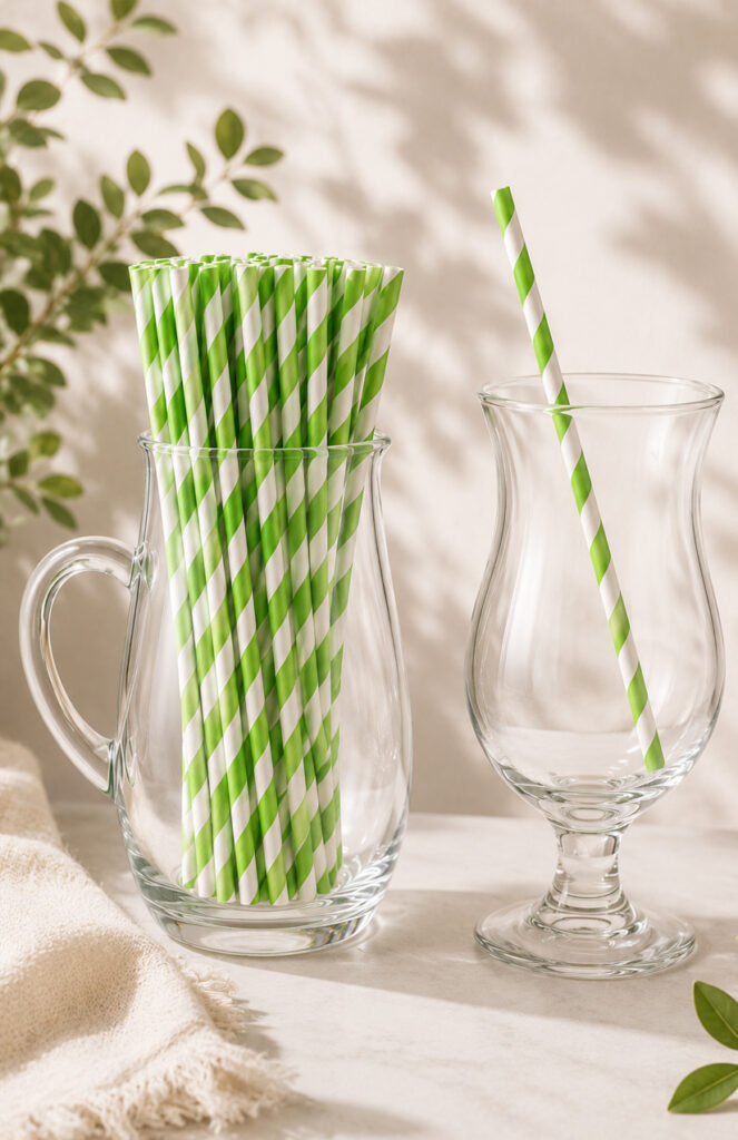 Paper straw cartons for high-volume foodservice orders
