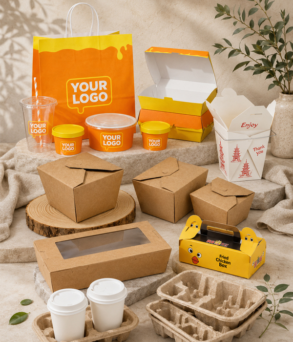 Paper to-go boxes for restaurants and food delivery