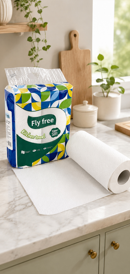 Perforated kitchen towel rolls for distributors and hospitality supply