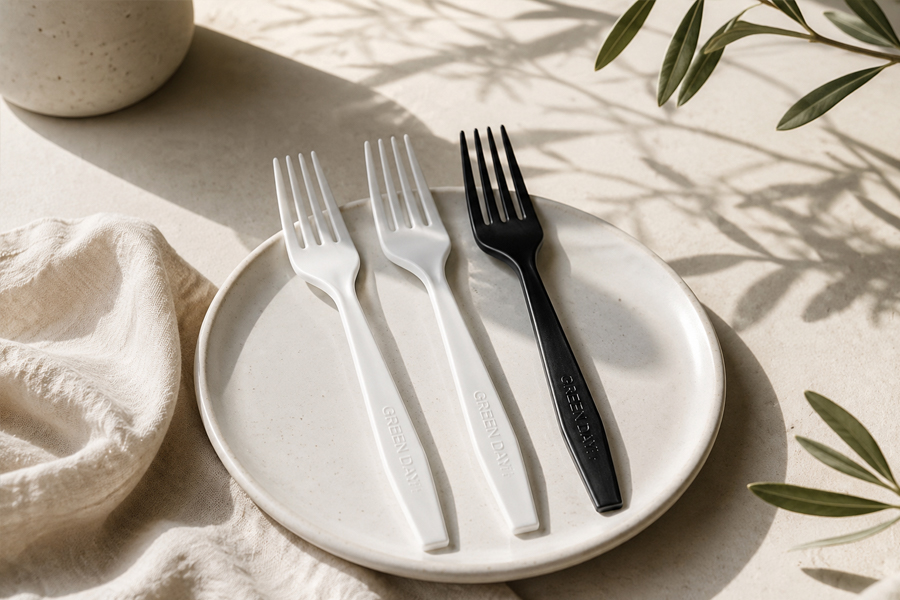 Plastic cutlery for picnic event and outdoor meal service