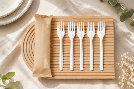 Plastic cutlery for picnic event and outdoor meal service