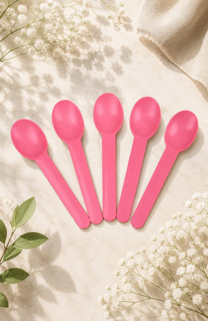 Plastic spoon for yogurt ice cream and dessert cups
