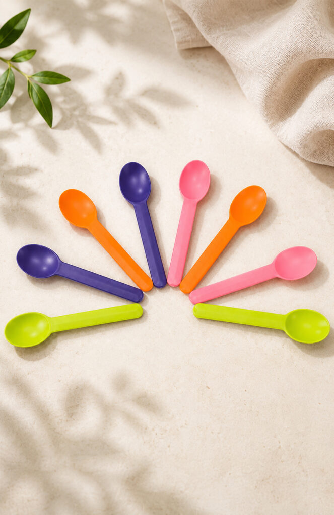Plastic spoon for yogurt ice cream and dessert cups