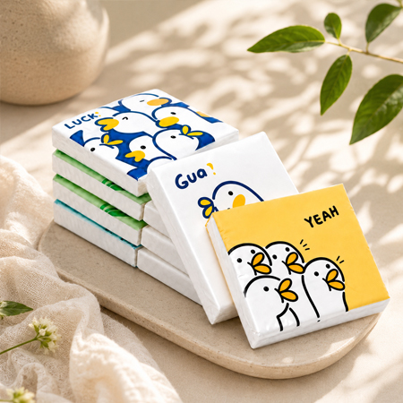 Pocket tissue product range with standard and mini pack formats