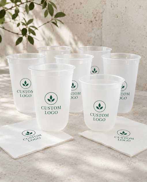 Polypropylene cup range for custom beverage packaging supply