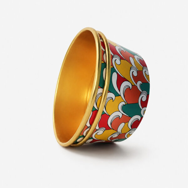 Printed Paper Bowl with Gold-Tone Rim for Snack Service Printed Paper Bowl with Gold-Tone Rim for Snack Service