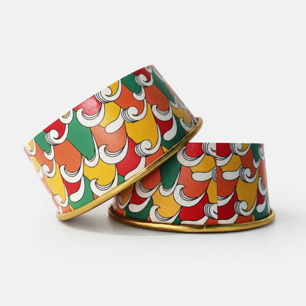Printed Paper Bowl with Gold-Tone Rim for Snack Service Printed Paper Bowl with Gold-Tone Rim for Snack Service