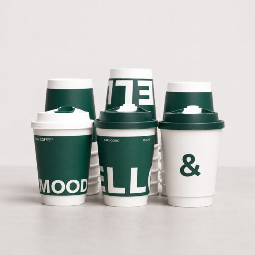 Printed Paper Coffee Cup with Sip Lid