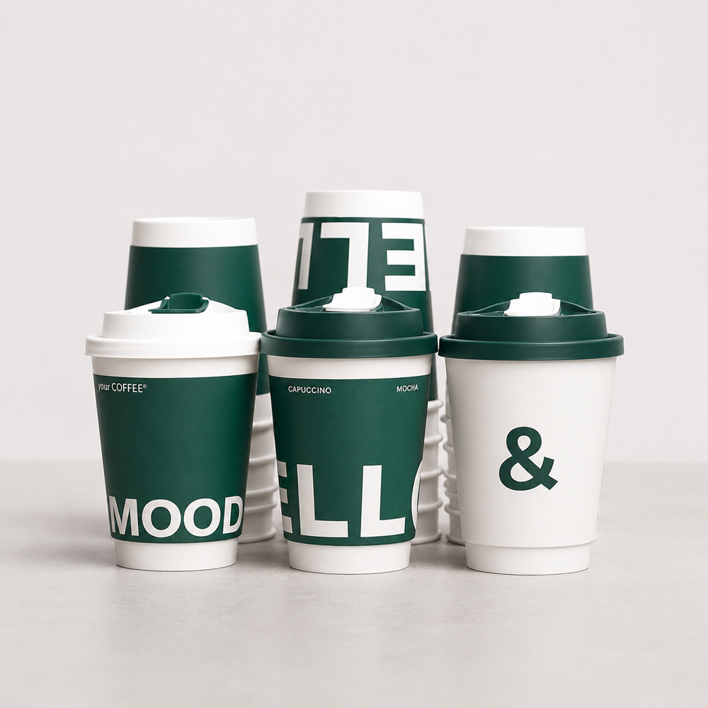 Printed Paper Coffee Cup with Sip Lid